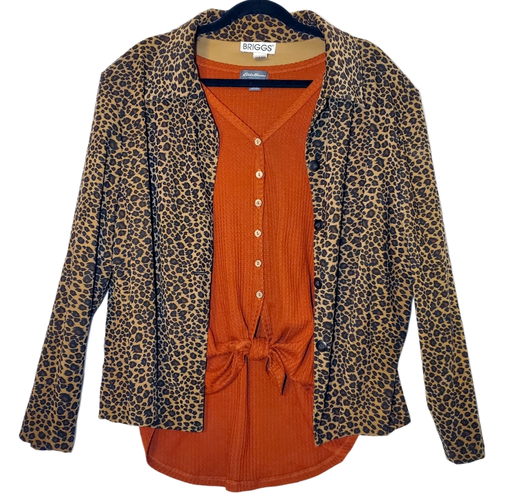 Vintage Briggs Leopard Print Shacket Shirt Jacket 2X
